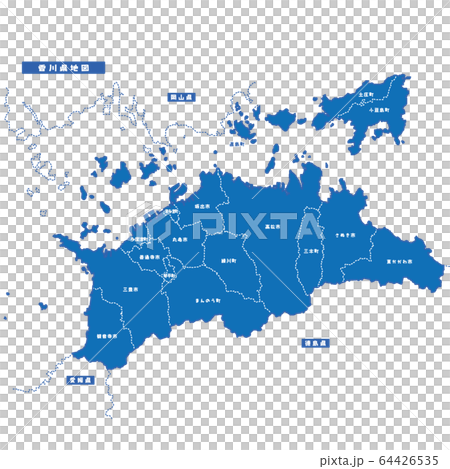 Kagawa Prefecture Map Simple Blue City 64426535