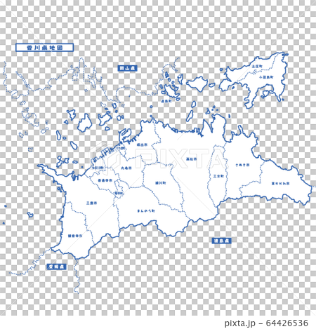 香川県地図 シンプル白地図 市区町村 64426536