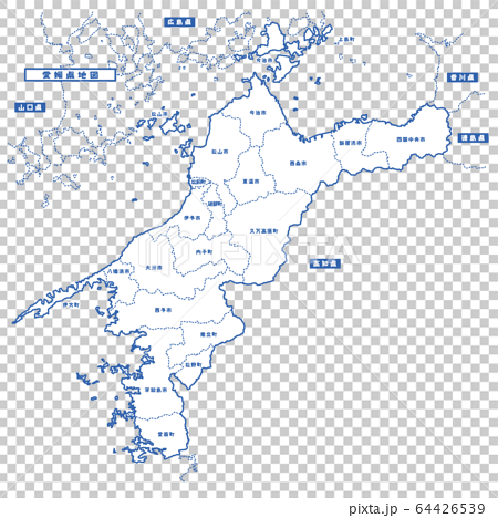 愛媛県地図 シンプル白地図 市区町村 64426539