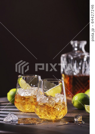 Cuban strong rum with ice and lime Cuban strong rum with ice and lime 64427246