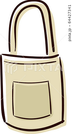 トートバッグ ベージュ ポケットつきのイラスト素材