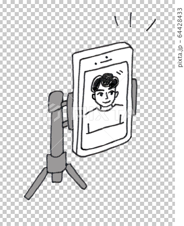 スマホスタンド オンラインのイラスト素材