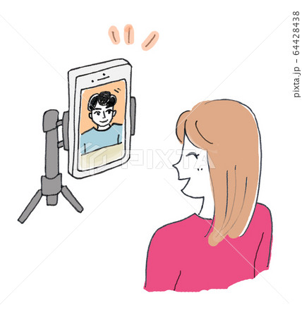 スマホスタンド オンライン 婚活のイラスト素材