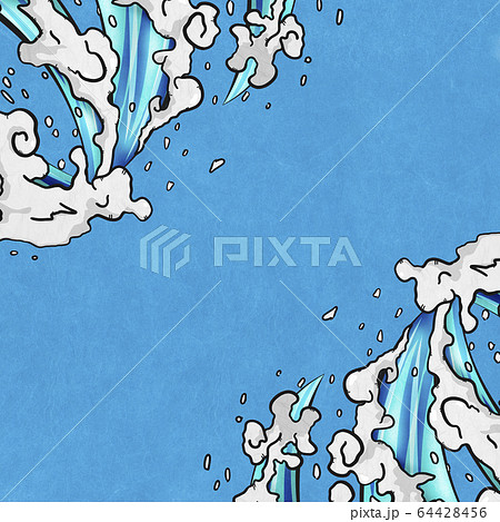 水しぶき 浮世絵 波 エフェクト 水 日本 和紙のイラスト素材