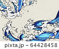 浮世絵-水しぶき-波-エフェクト-水-日本-和紙 64428458
