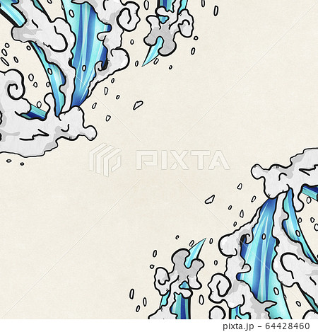 水しぶき 浮世絵 波 エフェクト 水 日本 和紙のイラスト素材