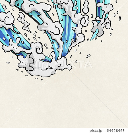 水しぶき 浮世絵 波 エフェクト 水 日本 白い紙のイラスト素材