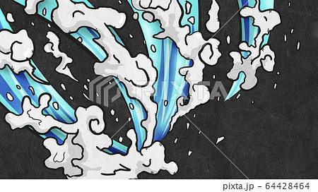 水しぶき 浮世絵 波 エフェクト 水 日本 黒紙のイラスト素材