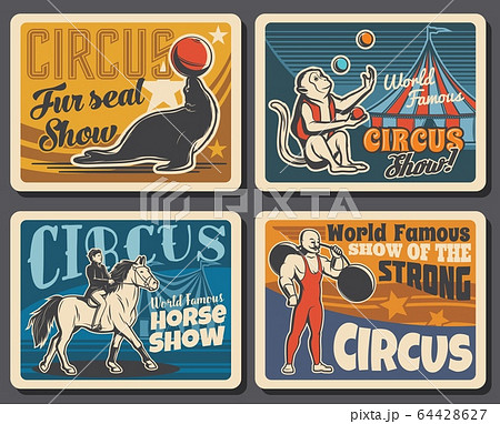 Circus, chapiteau and carnival show retro posters 64428627