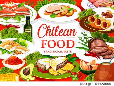 Chilean cuisine dishes, desserts and drinks 64428660
