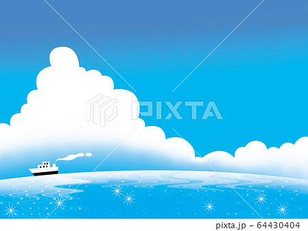 夏のイメージ 海と空と入道雲のイラスト素材