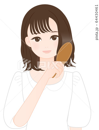 髪をとかす女性のイラスト素材