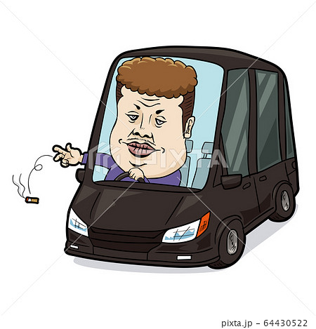 イラスト 車からのタバコのポイ捨て 若い男性のイラスト素材