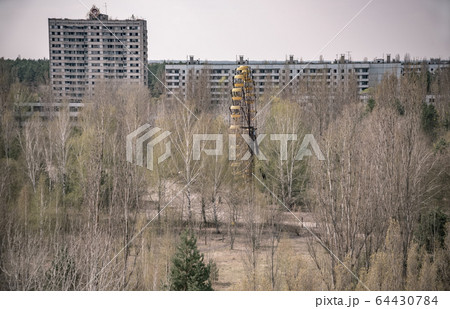 central square of abandoned town Pripyat Chernobyl zone Ukraine 64430784