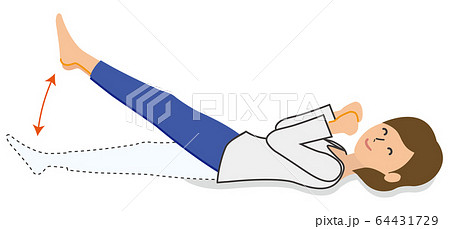 女性 足上げ腹筋のイラスト素材