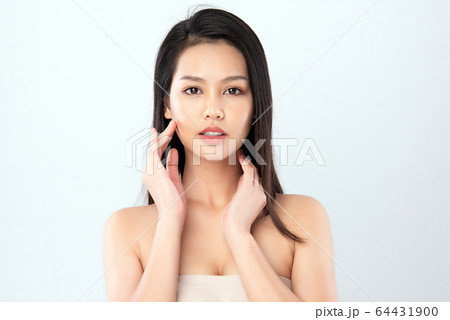 Beautiful Young Asian Woman with Clean Fresh Skin. Beautiful Young Asian Woman with Clean Fresh Skin. 64431900