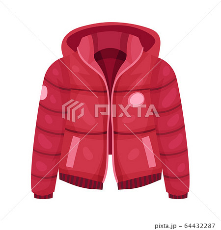 Red Zippered Anorak with Hood and Side Pockets as Womenswear Vector Illustration Red Zippered Anorak with Hood and Side Pockets as Womenswear Vector Illustration 64432287