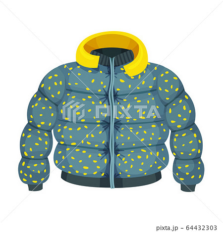 Zippered Puffer Jacket with Hood as Womenswear Vector Illustration 64432303