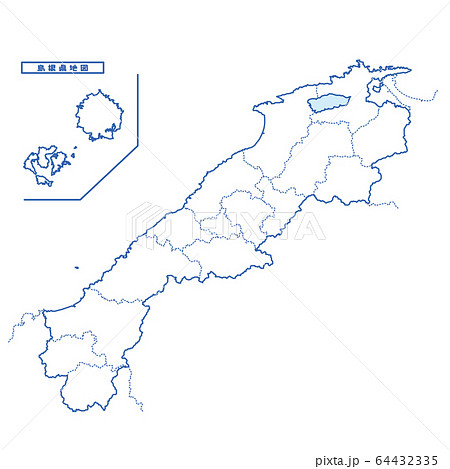 島根県地図 シンプル白地図 市区町村 64432335