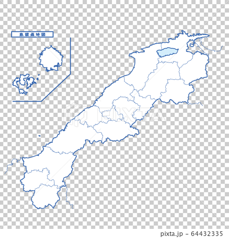 島根県地図 シンプル白地図 市区町村 64432335