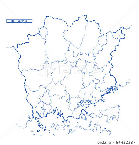 岡山県地図 シンプル白地図 市区町村