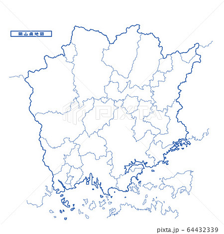 岡山県地図 シンプル白地図 市区町村