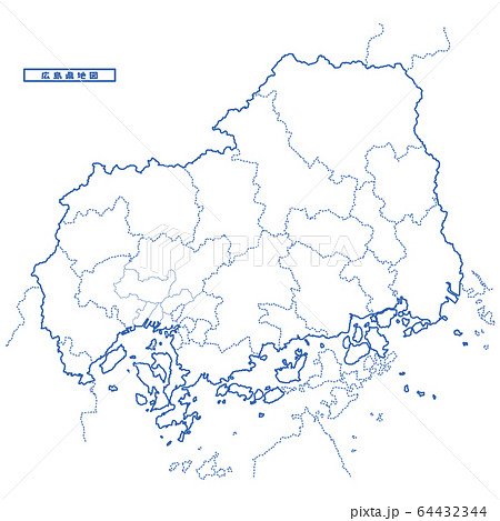 広島県地図 シンプル白地図 市区町村