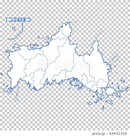 山口県地図 シンプル白地図 市区町村のイラスト素材