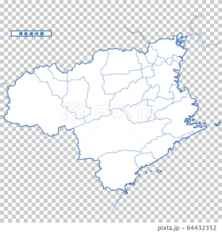 徳島県地図 シンプル白地図 市区町村のイラスト素材