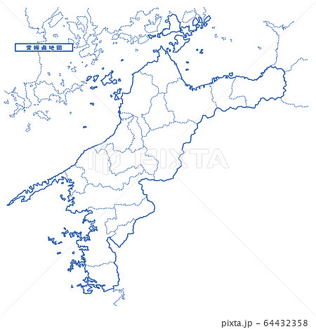 愛媛県地図 シンプル白地図 市区町村