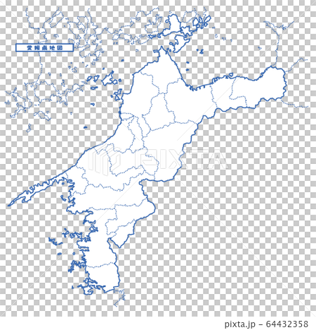 愛媛県地図 シンプル白地図 市区町村のイラスト素材