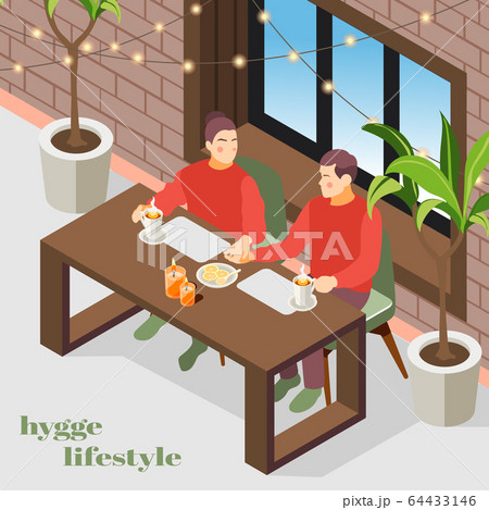 Hygge Lifestyle Isometric Background 64433146