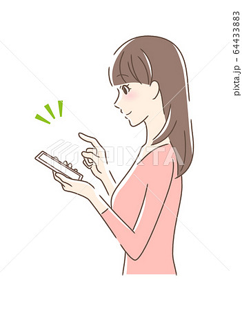 女性 スマホ 持つ イラスト