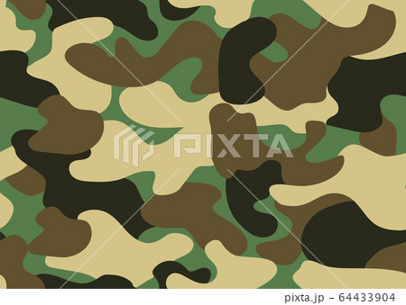 Camouflage seamless pattern. Abstract military or hunting camouflage background. Classic clothing style masking camo repeat print. Green brown black olive colors forest texture camouflage 64433904