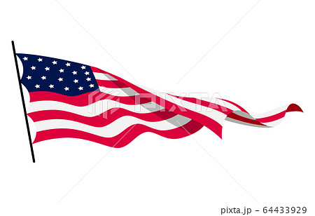 Waving flag of the United States of America. Illustration of wavy American Flag. National symbol, American flag on white background - vector illustration Waving flag of the United States of America. Illustration of wavy American Flag. National symbol, American flag on white background - vector illustration 64433929