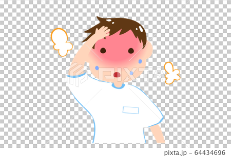 Illustration of a boy who is likely to cause heat stroke 64434696