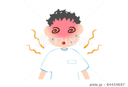 熱中症でめまいを起こす男の子のイラスト 64434697