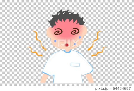 熱中症でめまいを起こす男の子のイラスト 64434697