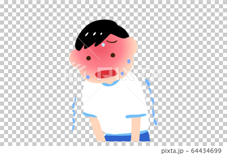 熱中症で震える男の子のイラスト 64434699