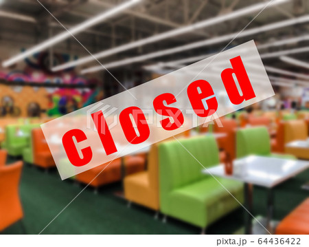 A warning sign that shopping malls, food A warning sign that shopping malls, food 64436422