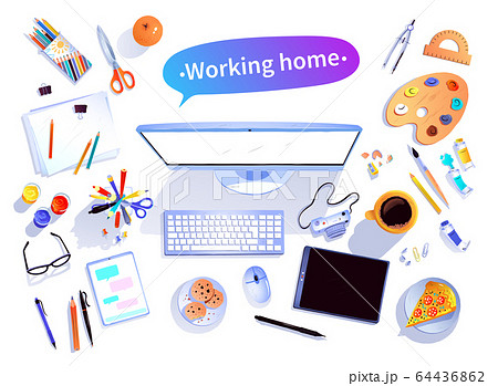 Working Home concept vector illustration Working Home concept vector illustration 64436862