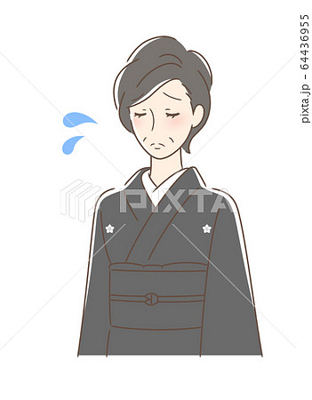 悲しむ喪服の女性 64436955
