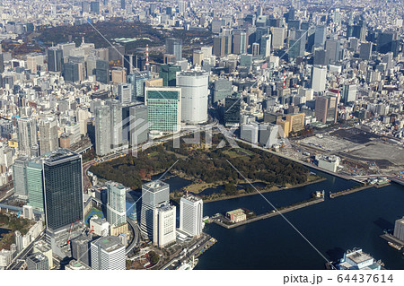 浜離宮恩賜庭園や汐留付近を空撮 2019年12月撮影 64437614
