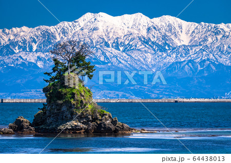 《富山県》雨晴海岸・女岩と立山連峰 《富山県》雨晴海岸・女岩と立山連峰 64438013