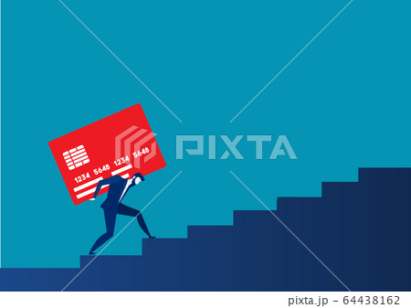 businessman carrying heavy credit card debt financial concept vector 64438162