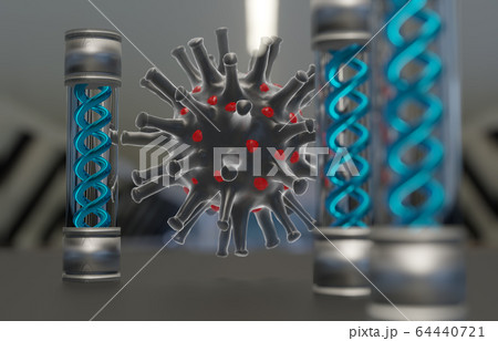 Future concept Coronavirus COVID-19 Vaccine in laboratory background. 64440721