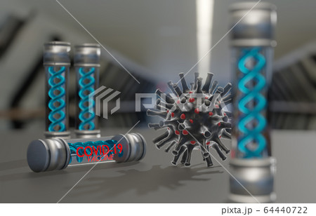 Future concept Coronavirus COVID-19 Vaccine in laboratory background. 64440722