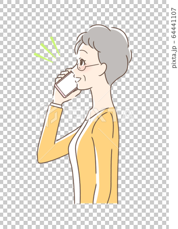 スマホで通話する女性の横顔 64441107