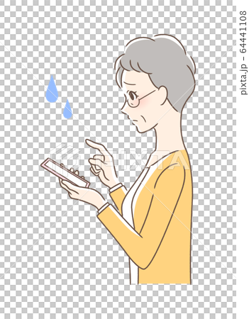 スマホを操作して不安な女性の横顔 64441108