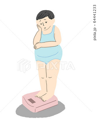 体重計に乗る女性のイラスト素材